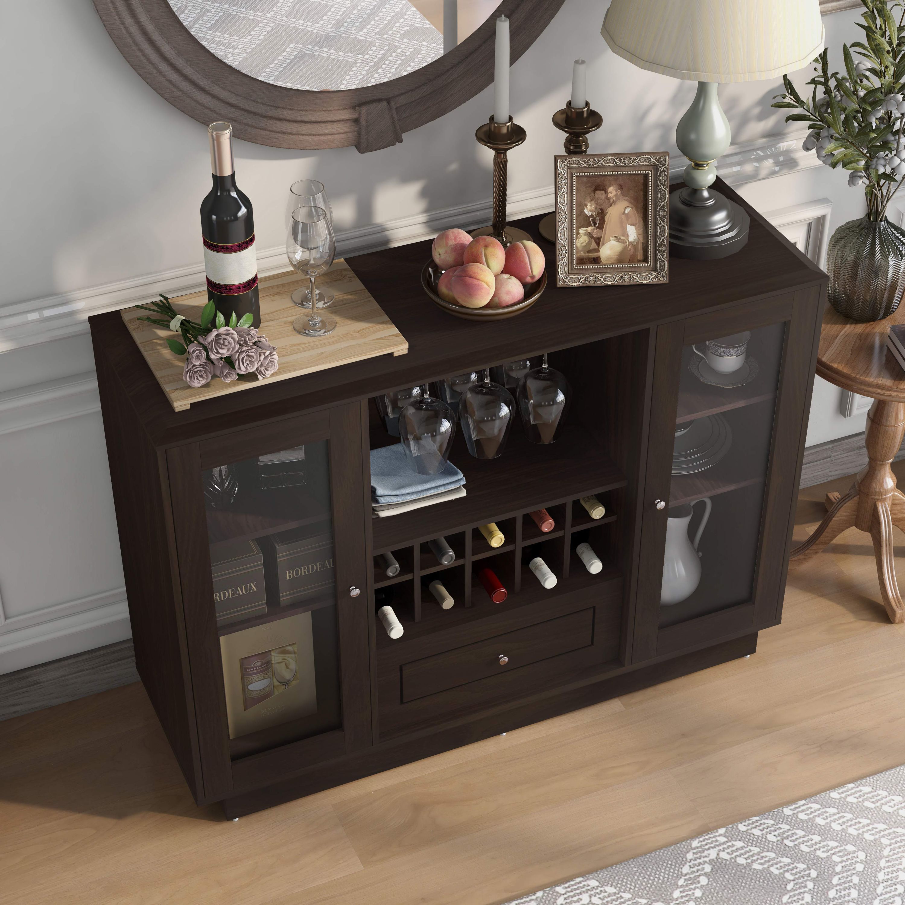 Elison 47.3-inch Buffet with Glass Paned Cabinets