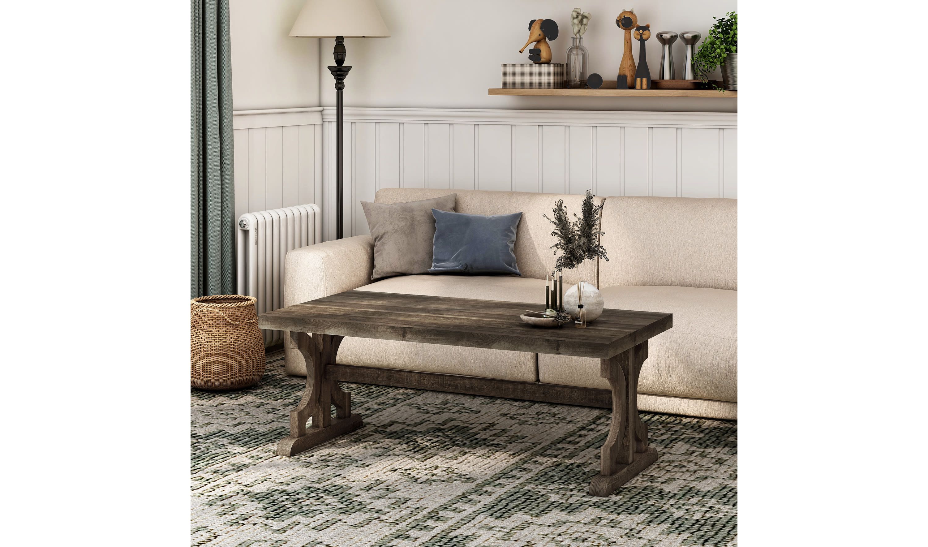 Corkis Coffee Table with Trestle Legs
