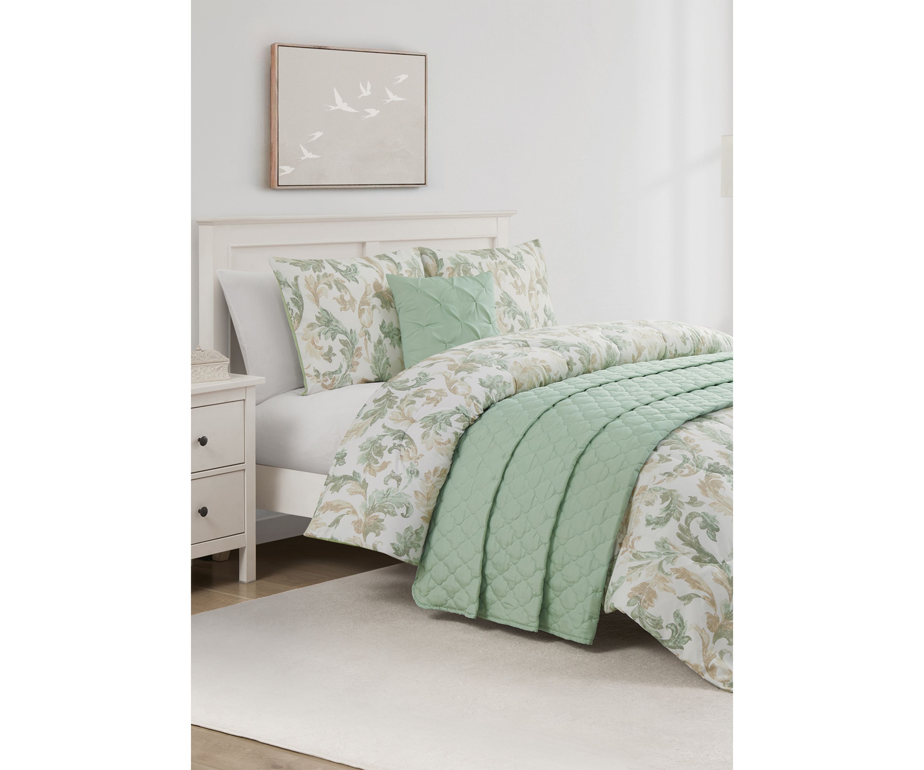 Sacramento Green 5 Piece Comforter Quilt Set