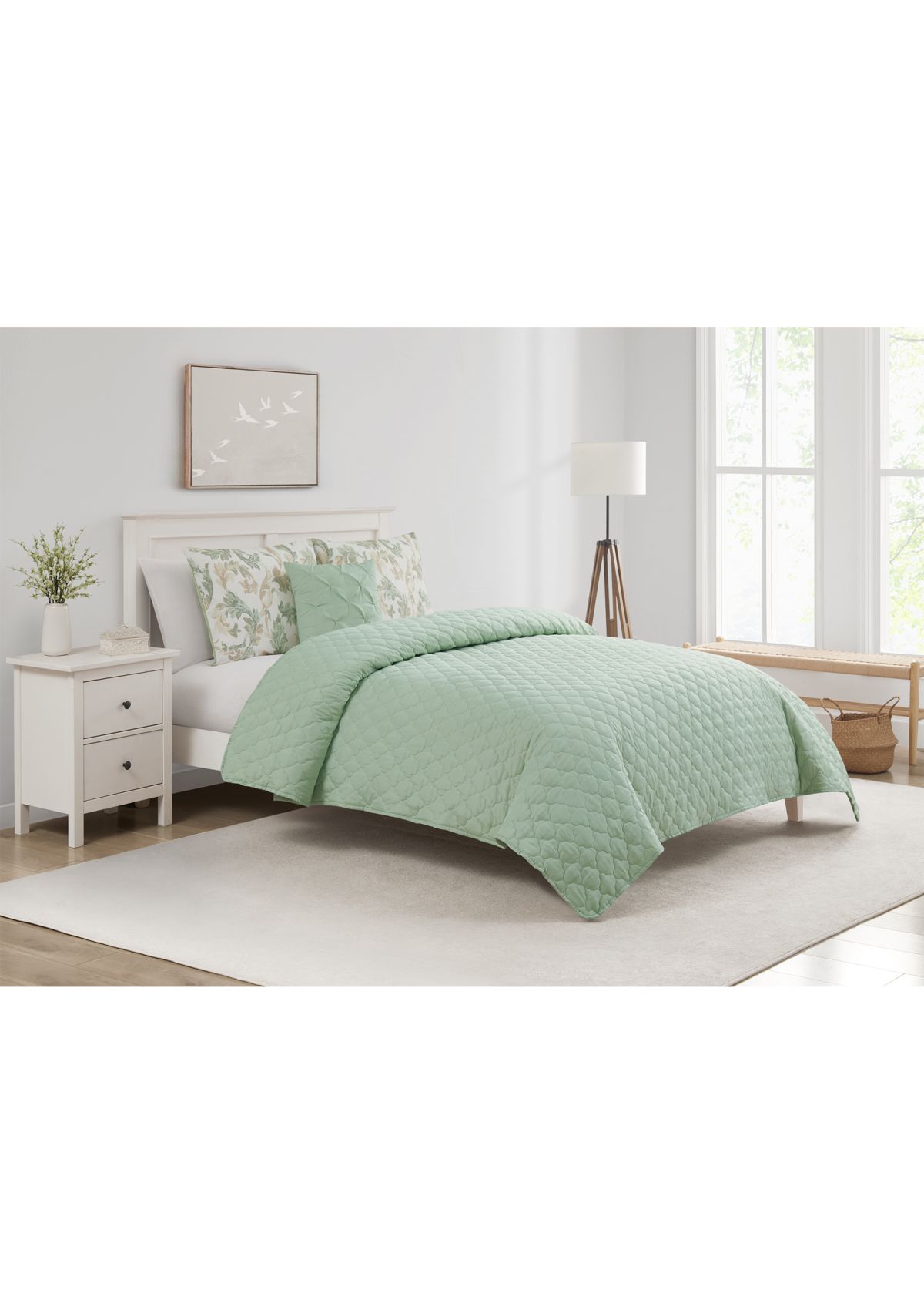 Sacramento Green 5 Piece Comforter Quilt Set