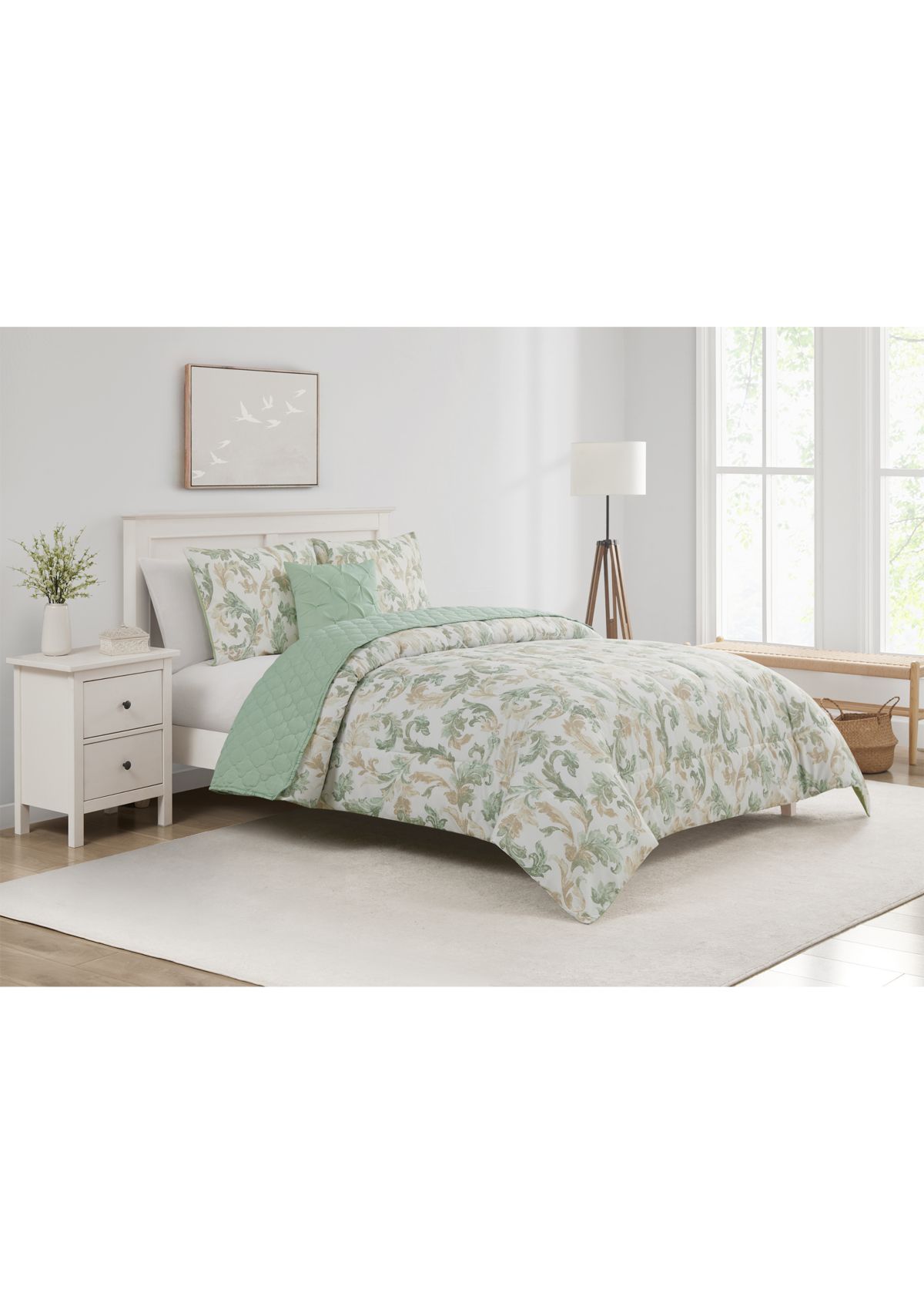 Sacramento Green 5 Piece Comforter Quilt Set