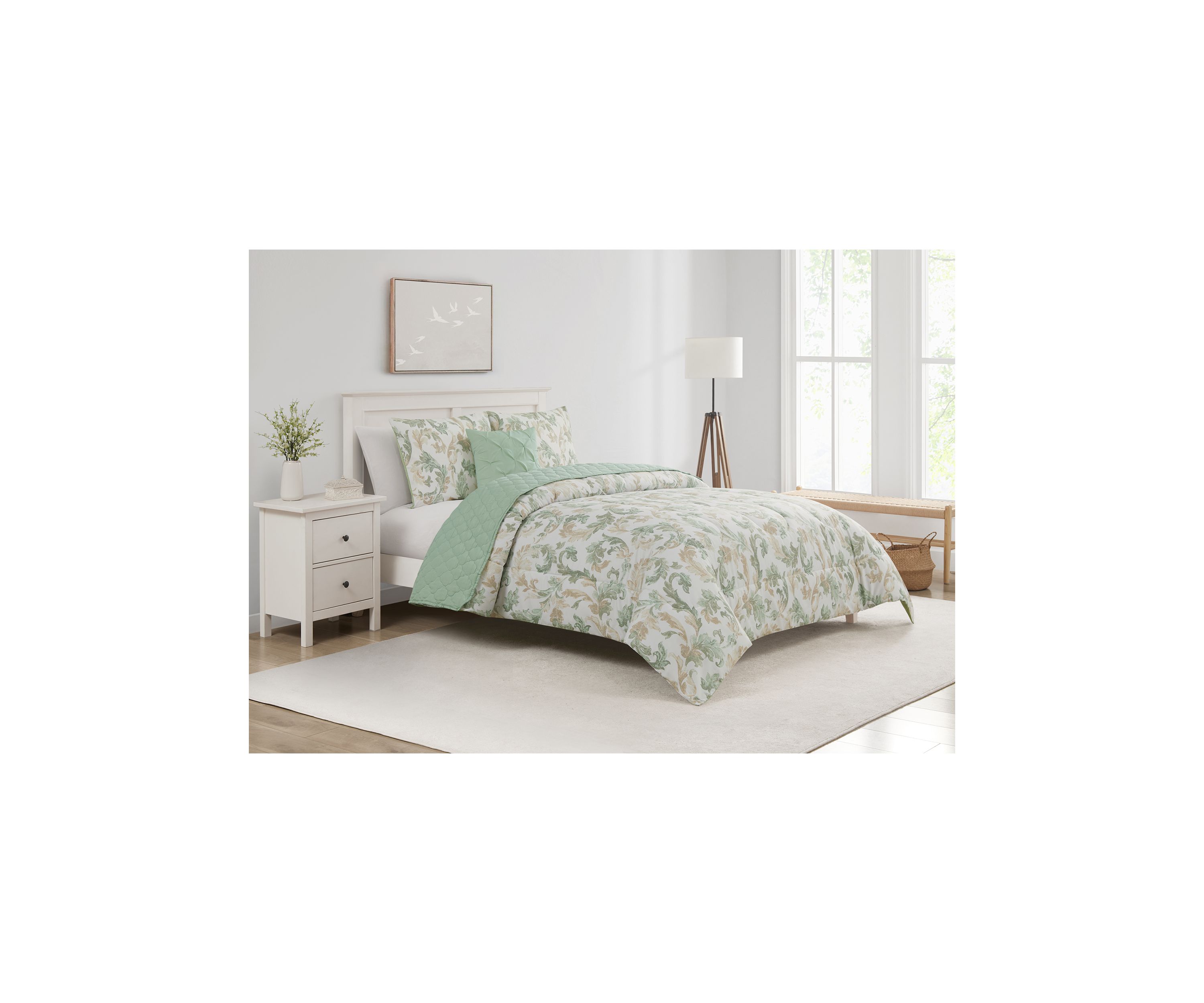 Sacramento Green 5 Piece Comforter Quilt Set