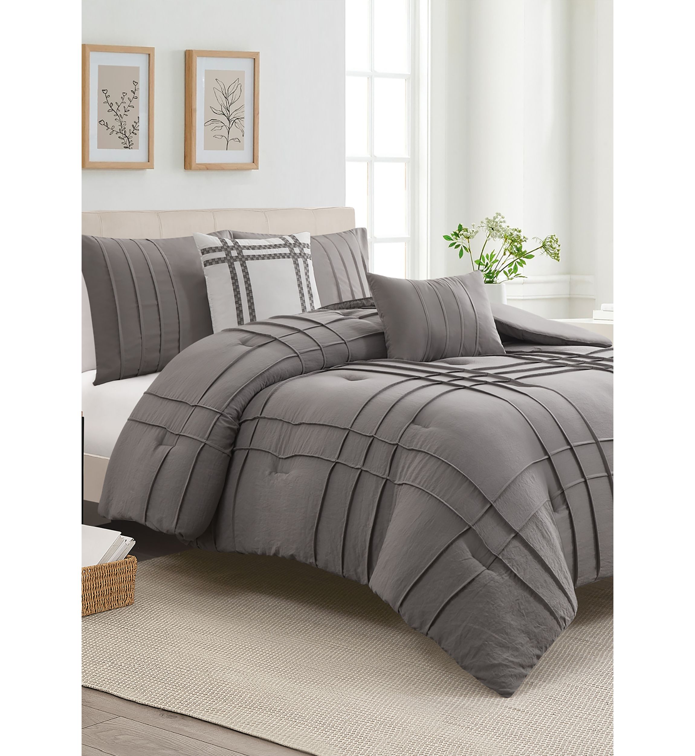 Trion Dark Gray Comforter Set