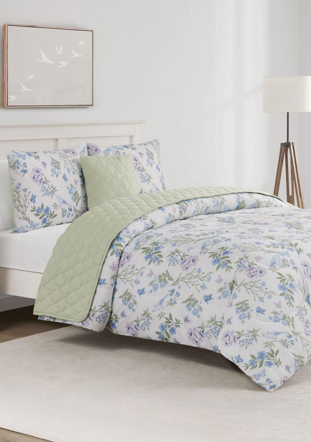 Bird Garden 5 Piece Comforter and Quilt Set
