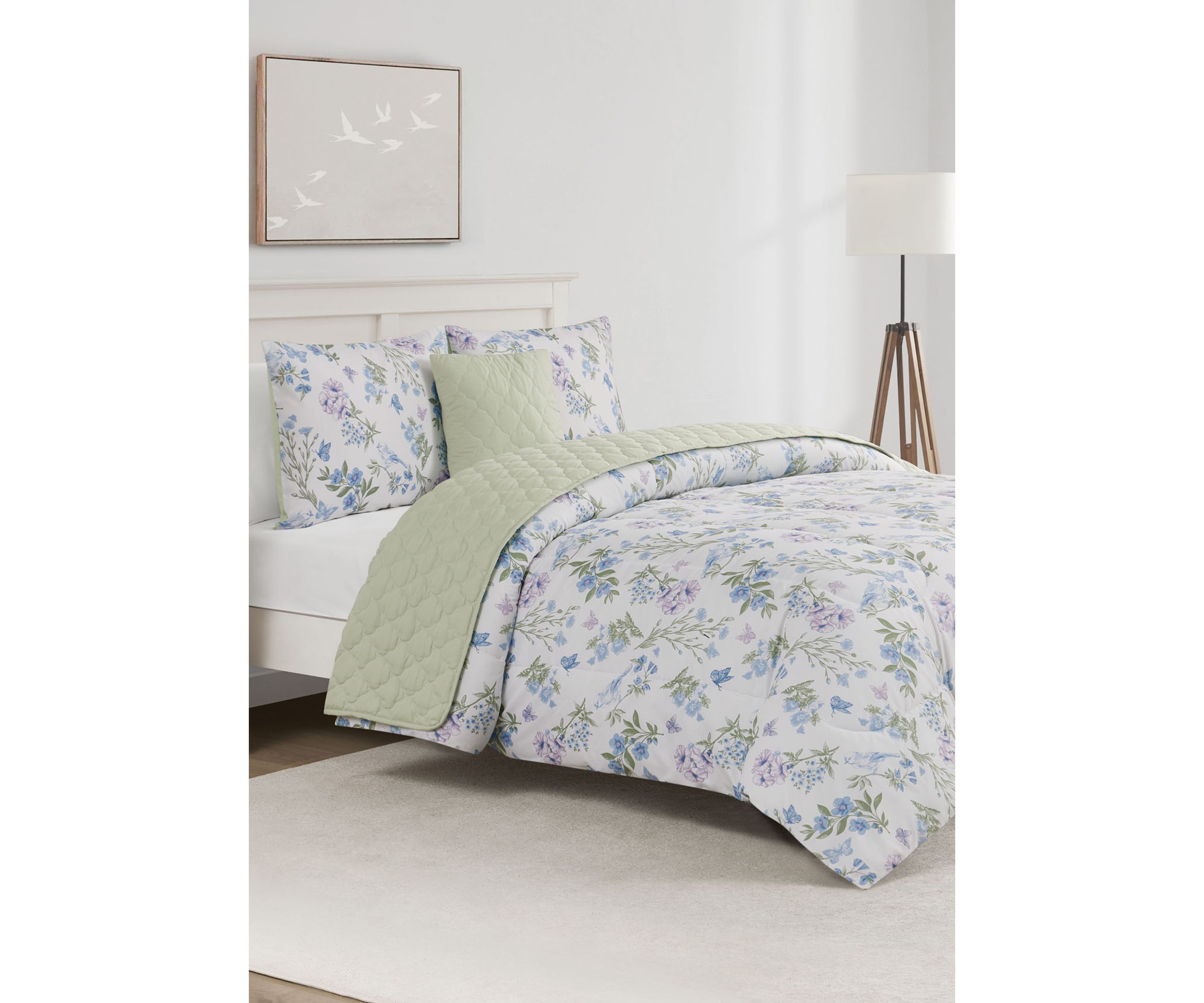 Bird Garden 5 Piece Comforter and Quilt Set