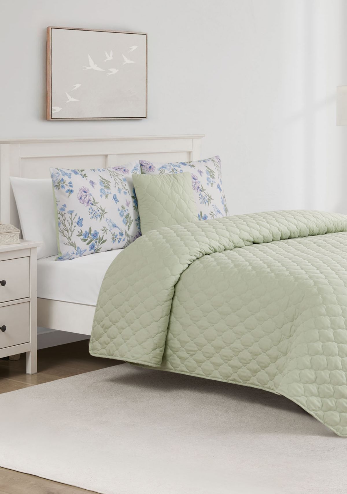 Bird Garden 5 Piece Comforter and Quilt Set