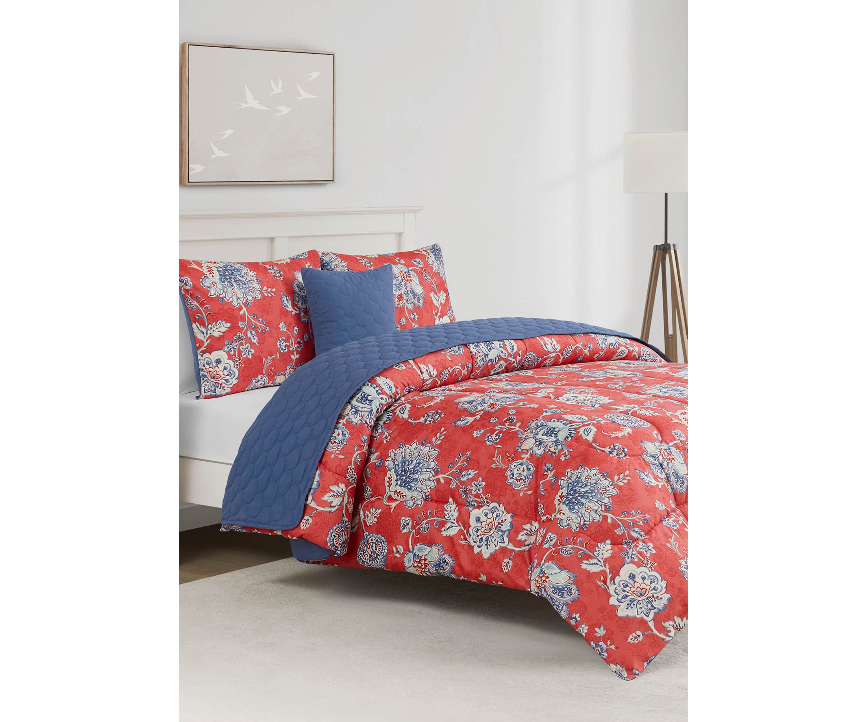 Zinnia Blue 5-Piece Comforter and Quilt Set