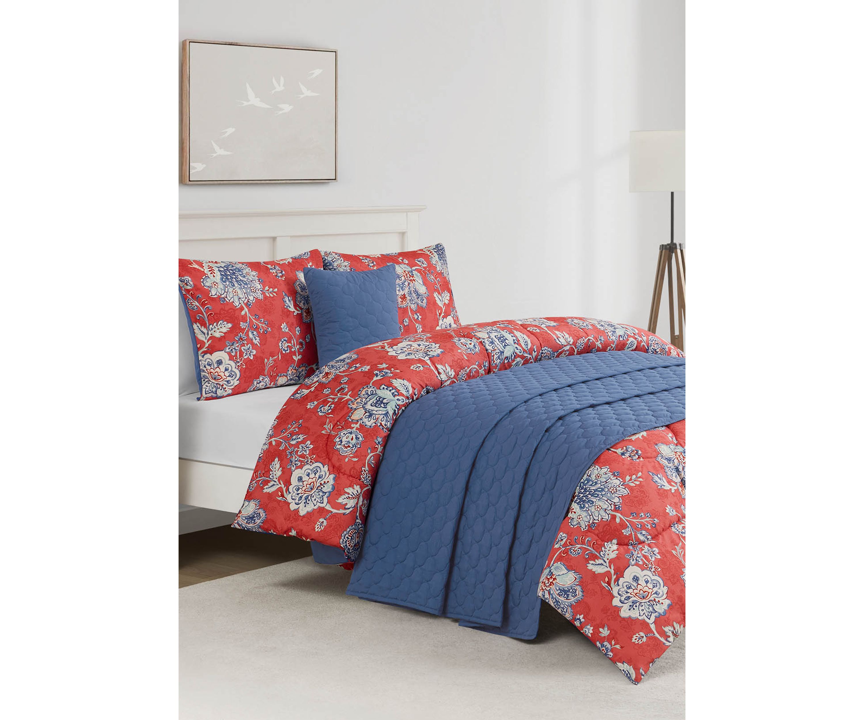 Zinnia Blue 5-Piece Comforter and Quilt Set