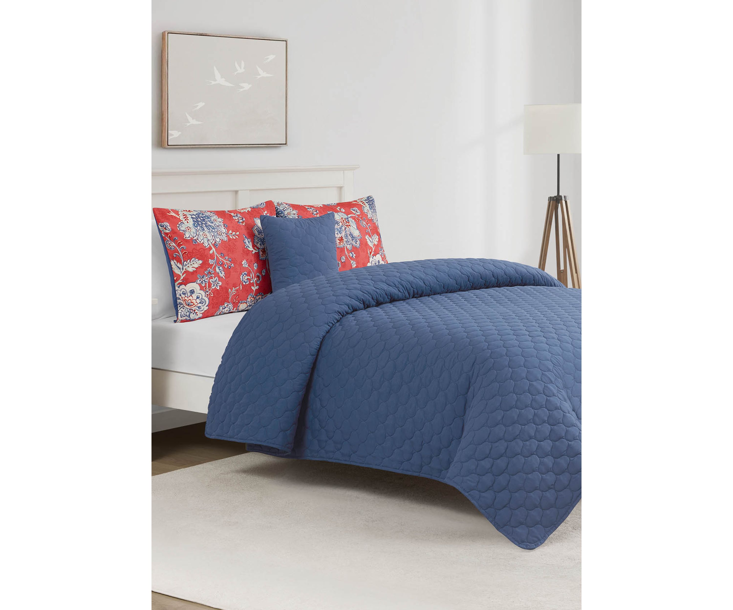 Zinnia Blue 5-Piece Comforter and Quilt Set