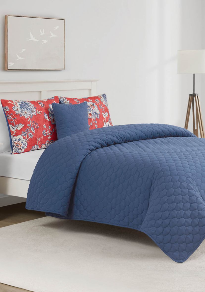 Zinnia Blue 5-Piece Comforter and Quilt Set