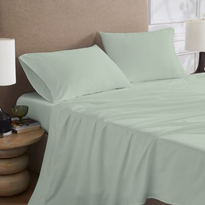 Color Sense Brushed Percale Cotton Blend 4-Piece Sheet Set, Green, King