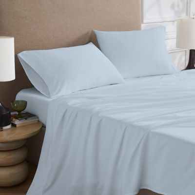 Color Sense Brushed Percale Cotton Blend 4-Piece Sheet Set, Blue, King