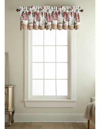 Croscill Home Tailored Window Valance Tradewinds 88x17 Khaki floral New Lead 