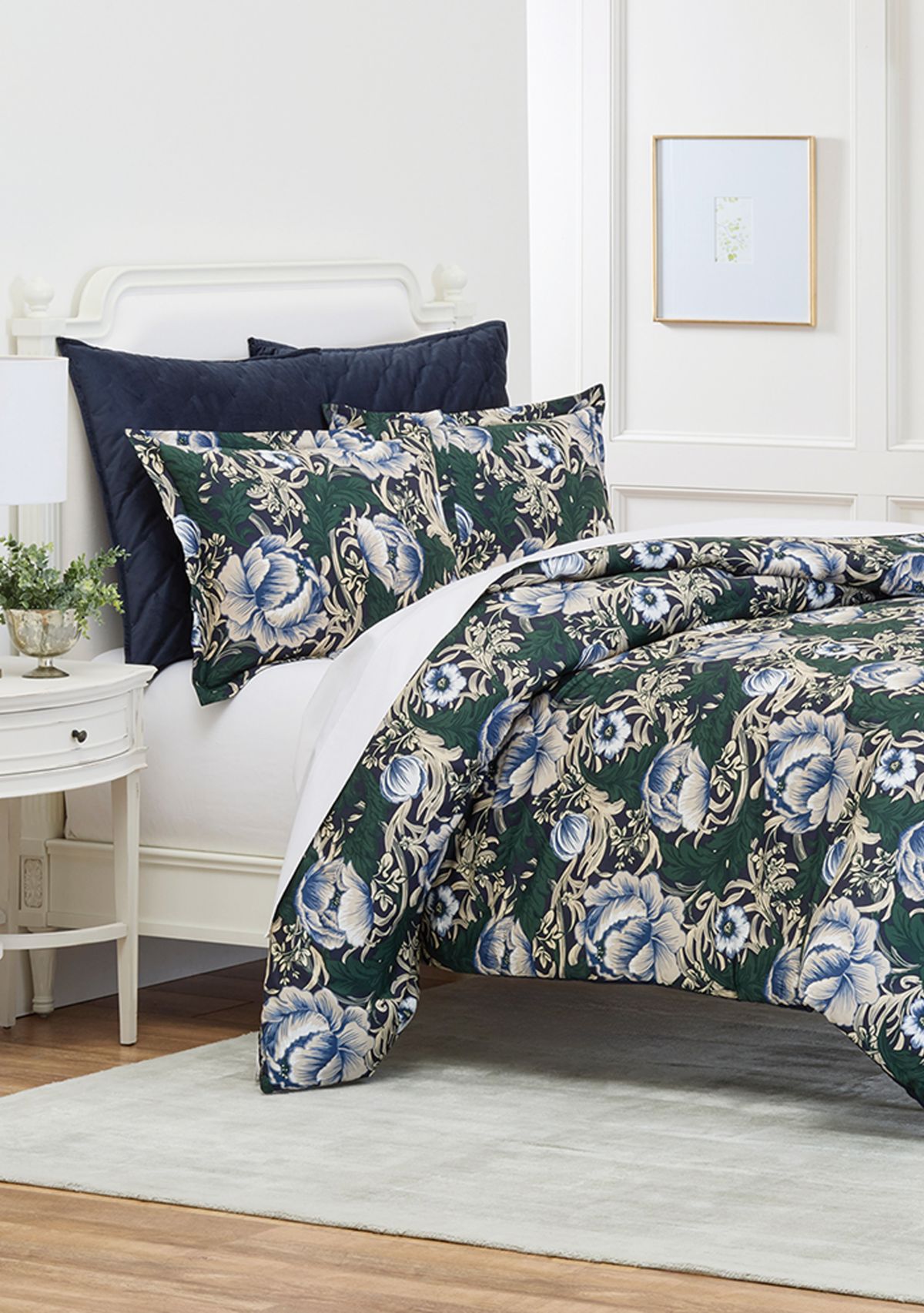 Navy Floral Comforter Set