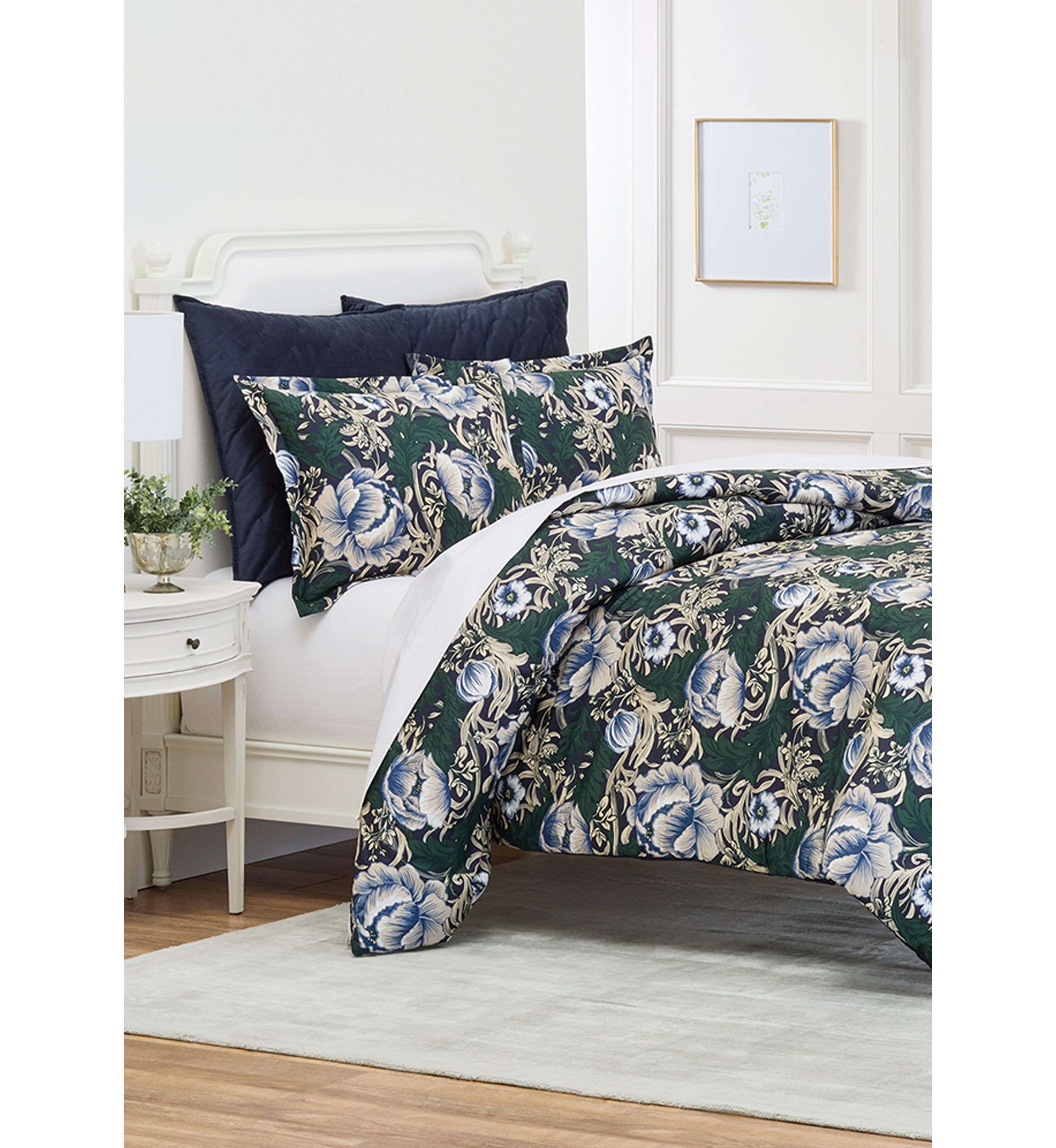 Navy Floral Comforter Set