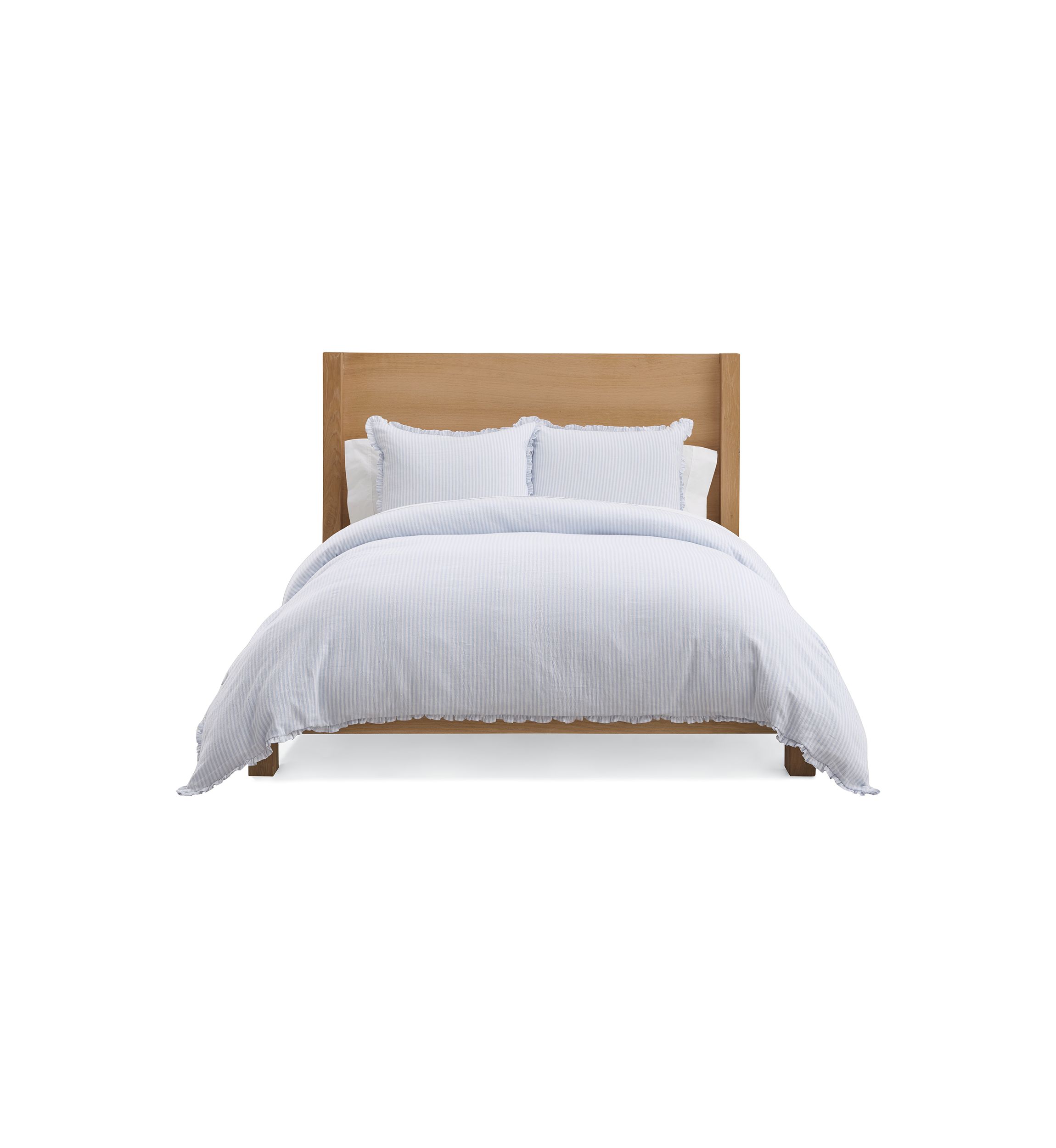 Blue Ruffle Trim Stripe Comforter