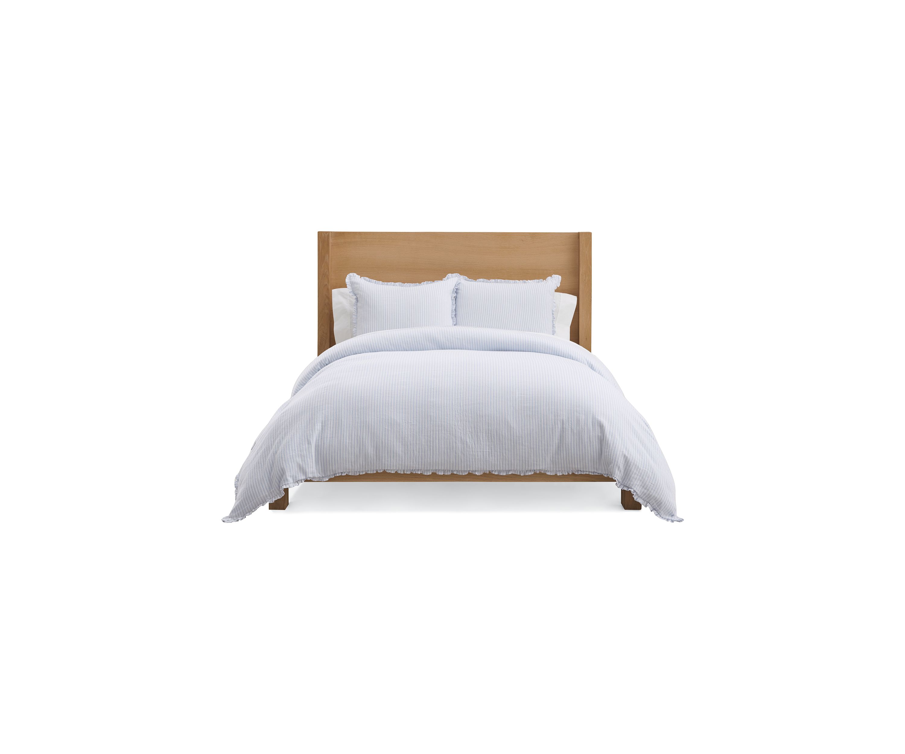 Blue Ruffle Trim Stripe Comforter