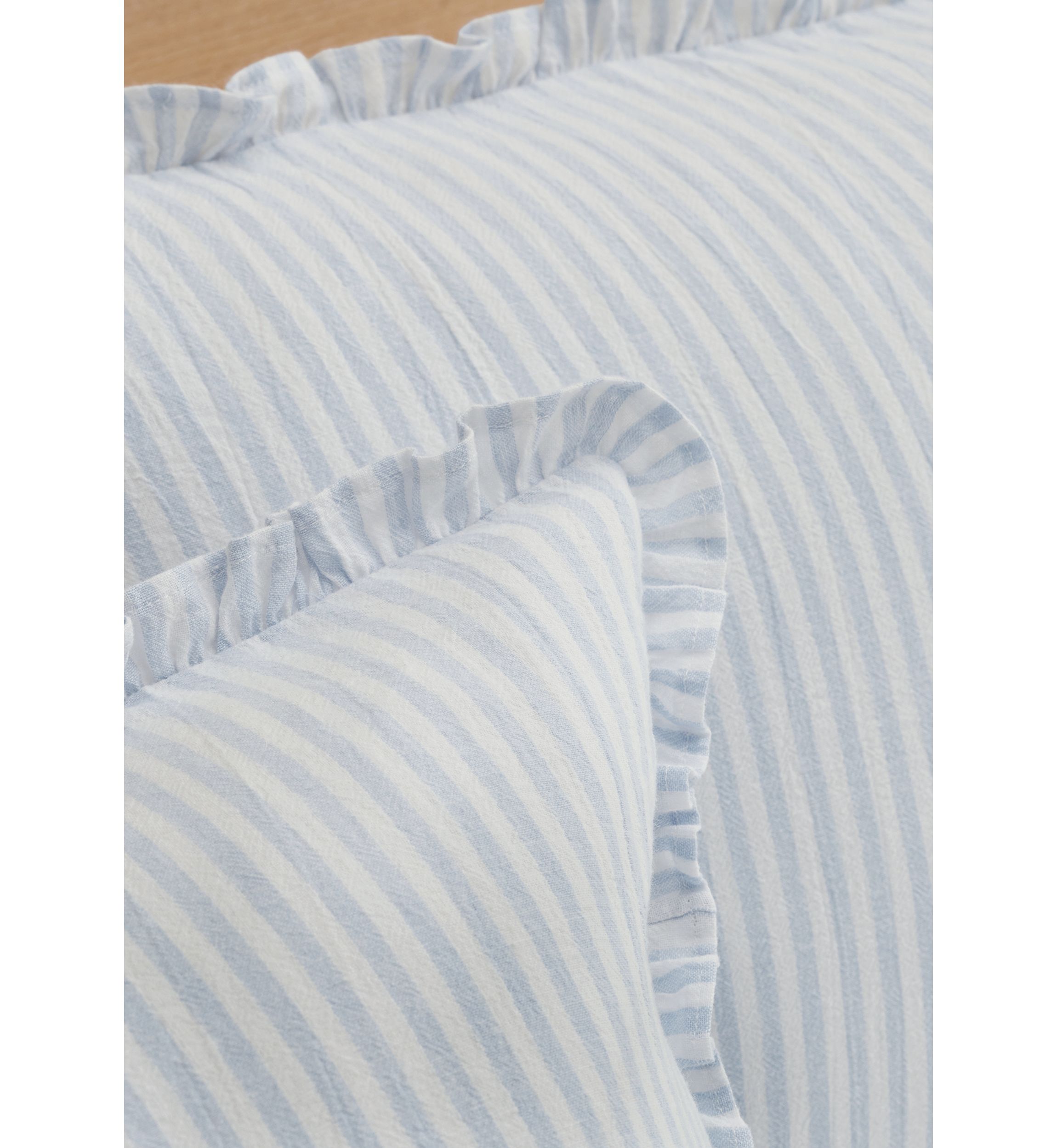 Blue Ruffle Trim Stripe Comforter