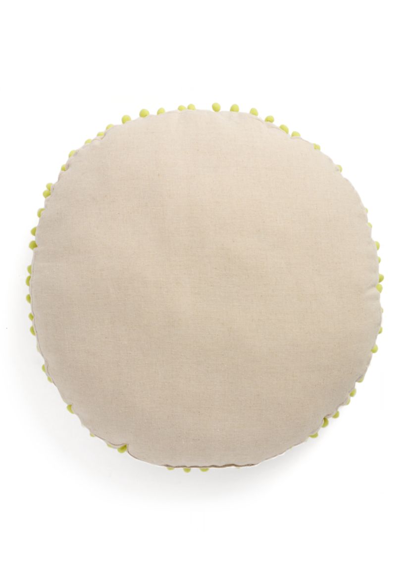 Queenie Pineapple Round Embroidered Decorative Pillow