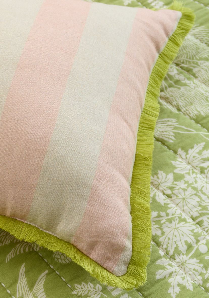Queenie Cabana Stripe Fringe Decorative Pillow
