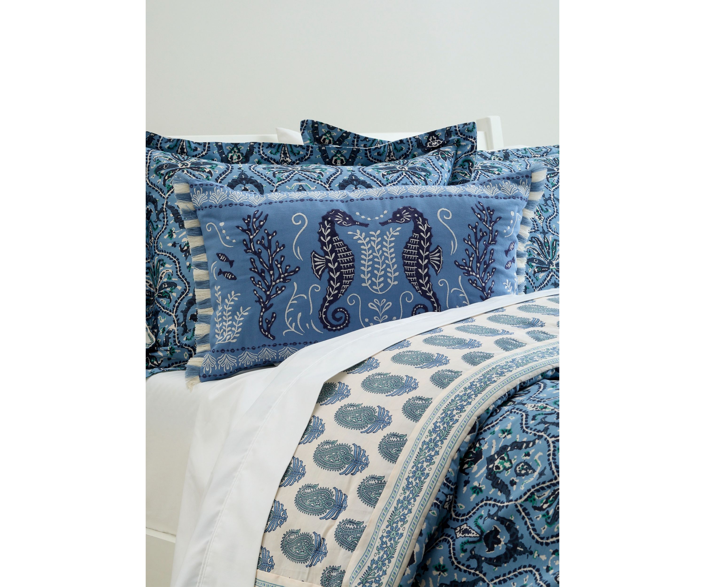 Hamilton Seahorse Embroidered Decorative Pillow