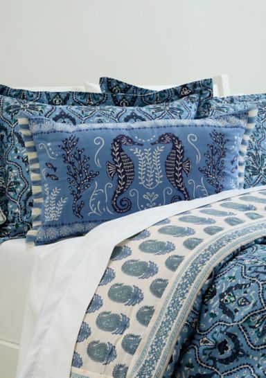 Hamilton Seahorse Embroidered Decorative Pillow