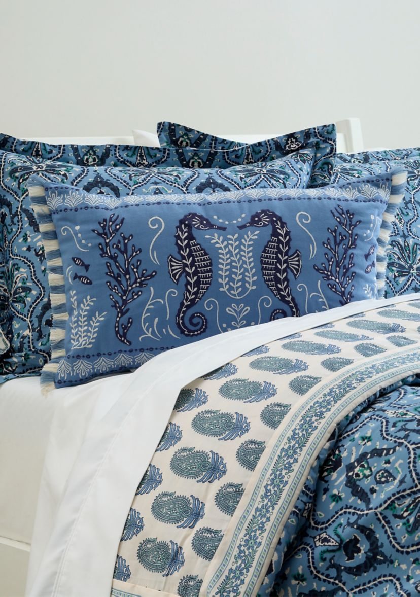 Hamilton Seahorse Embroidered Decorative Pillow