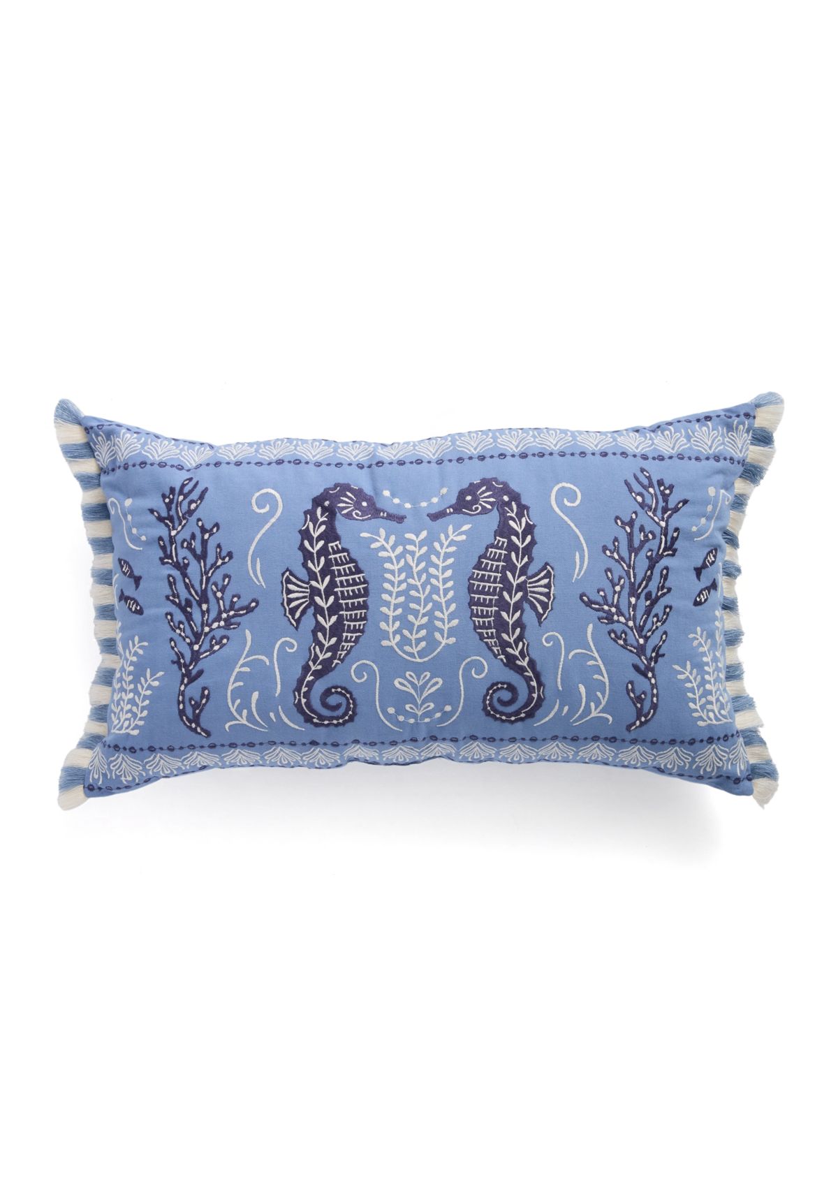 Hamilton Seahorse Embroidered Decorative Pillow