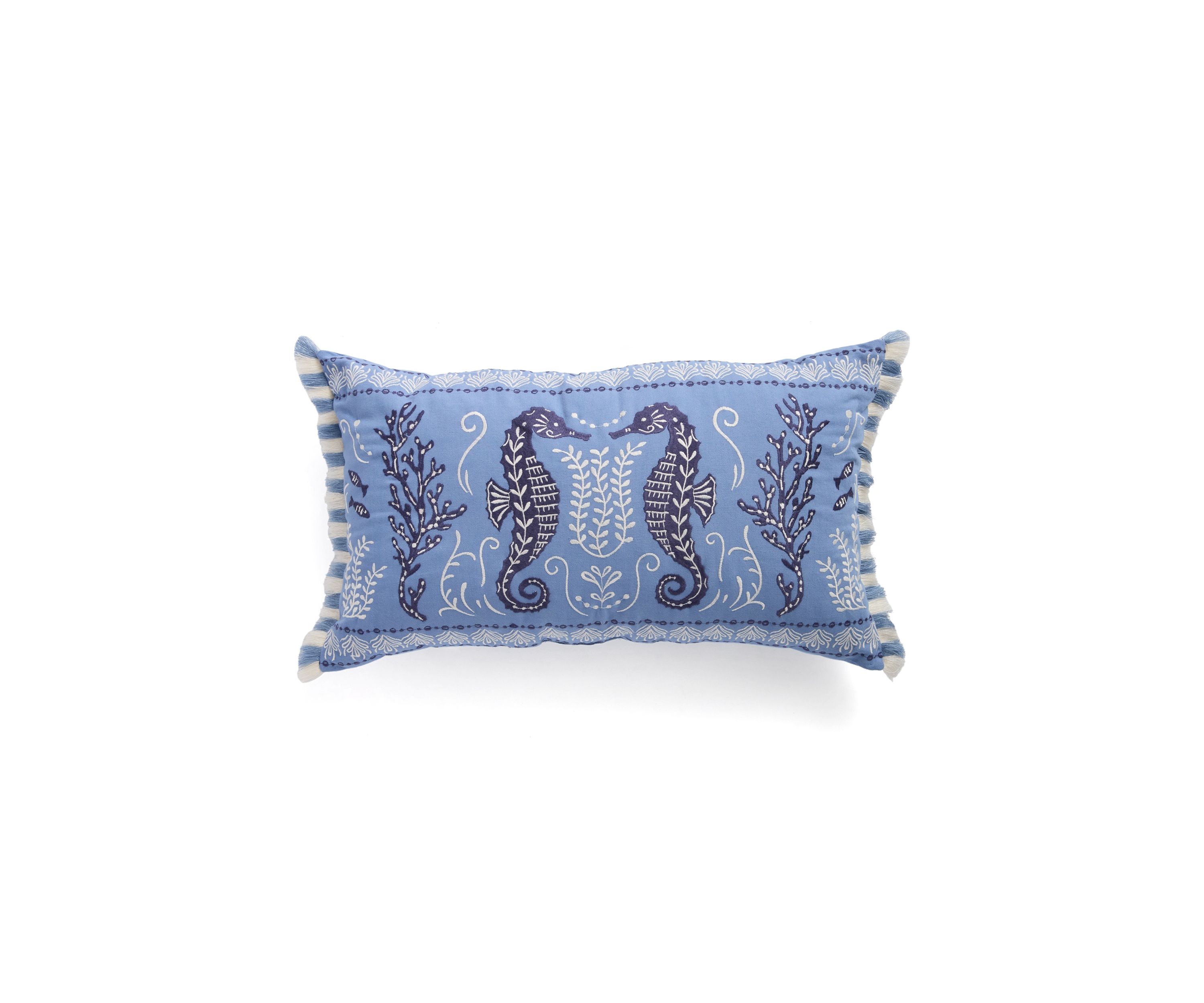 Hamilton Seahorse Embroidered Decorative Pillow