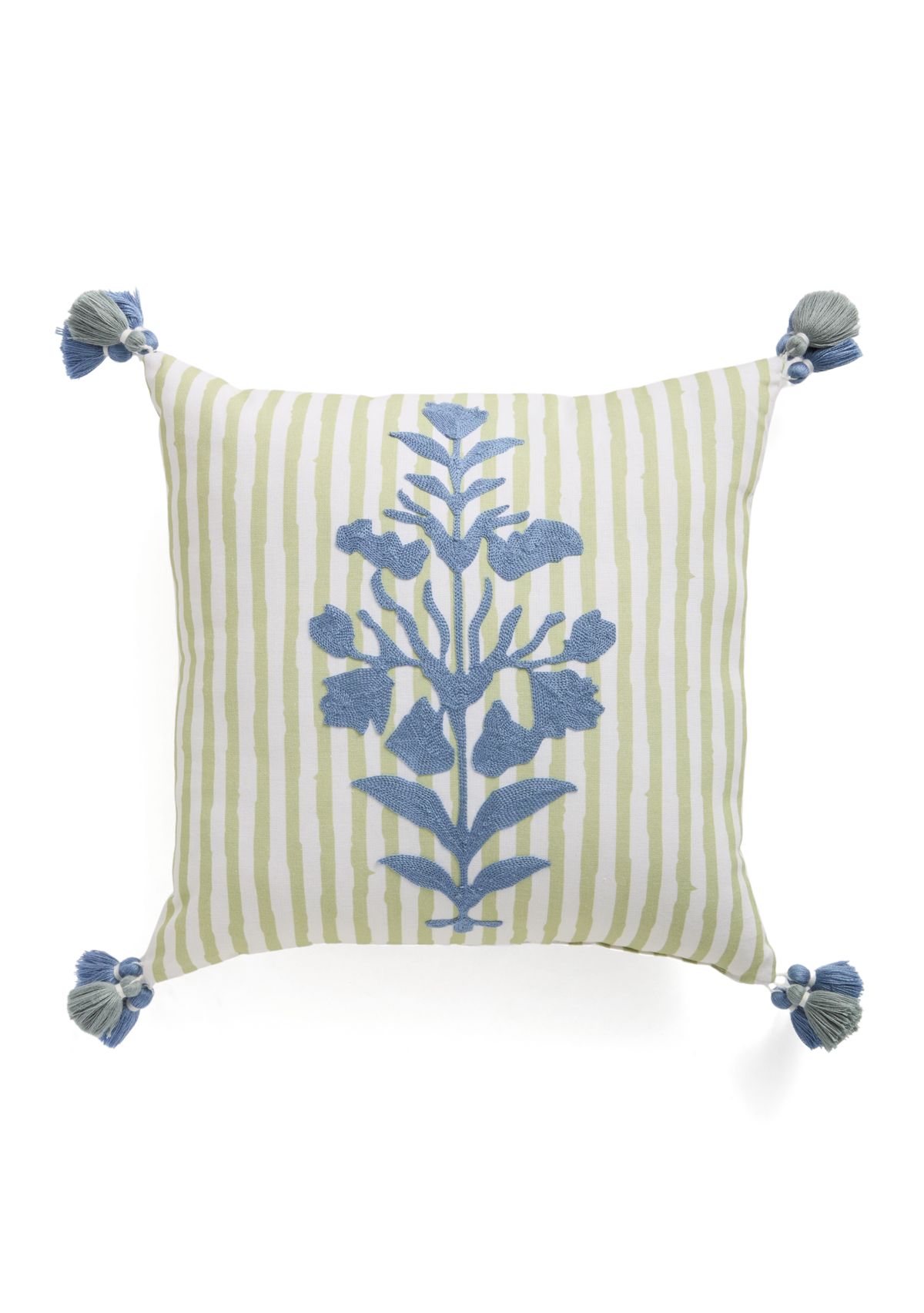 Hamilton Crewel Embroidered Square Decorative Pillow