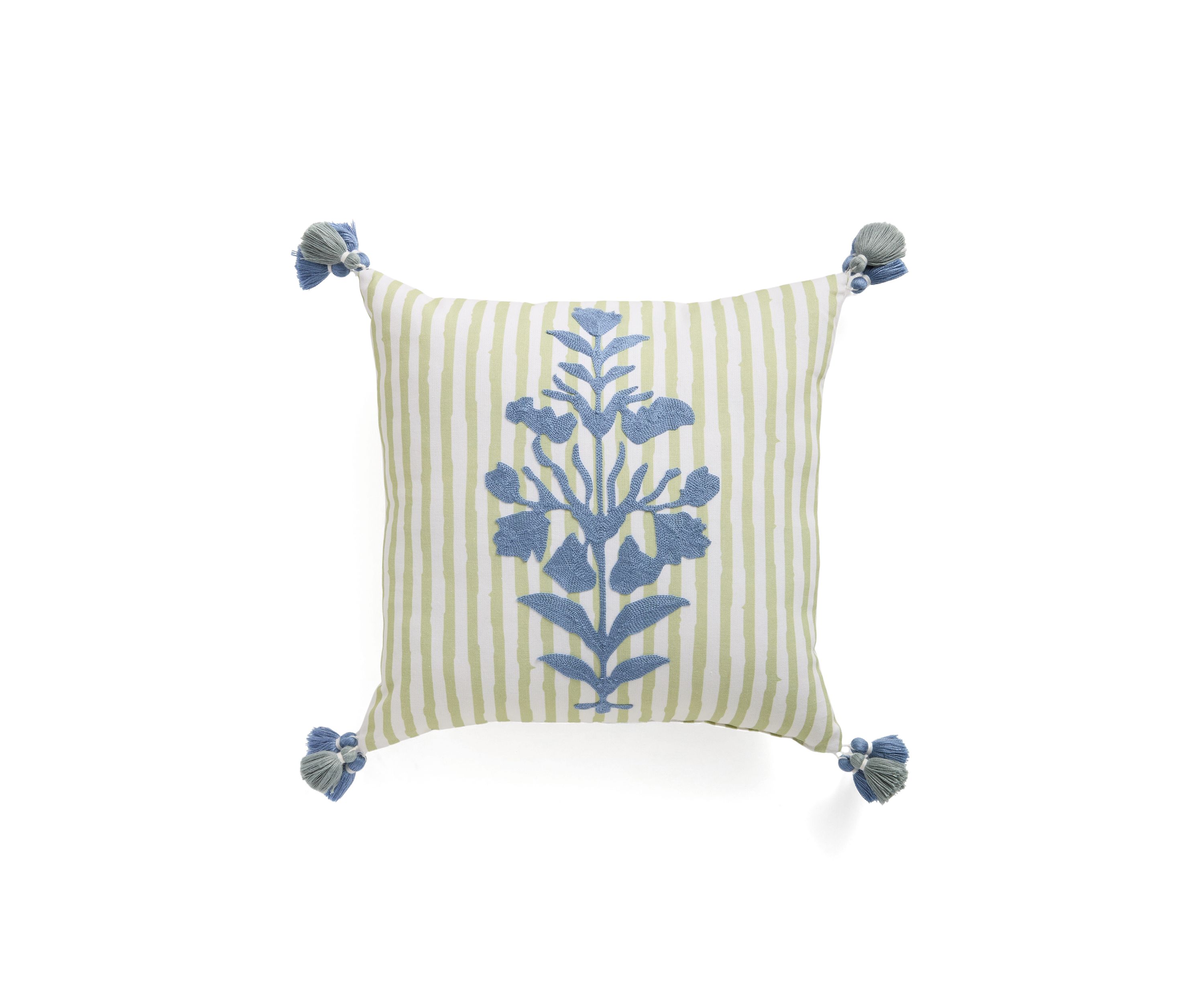 Hamilton Crewel Embroidered Square Decorative Pillow