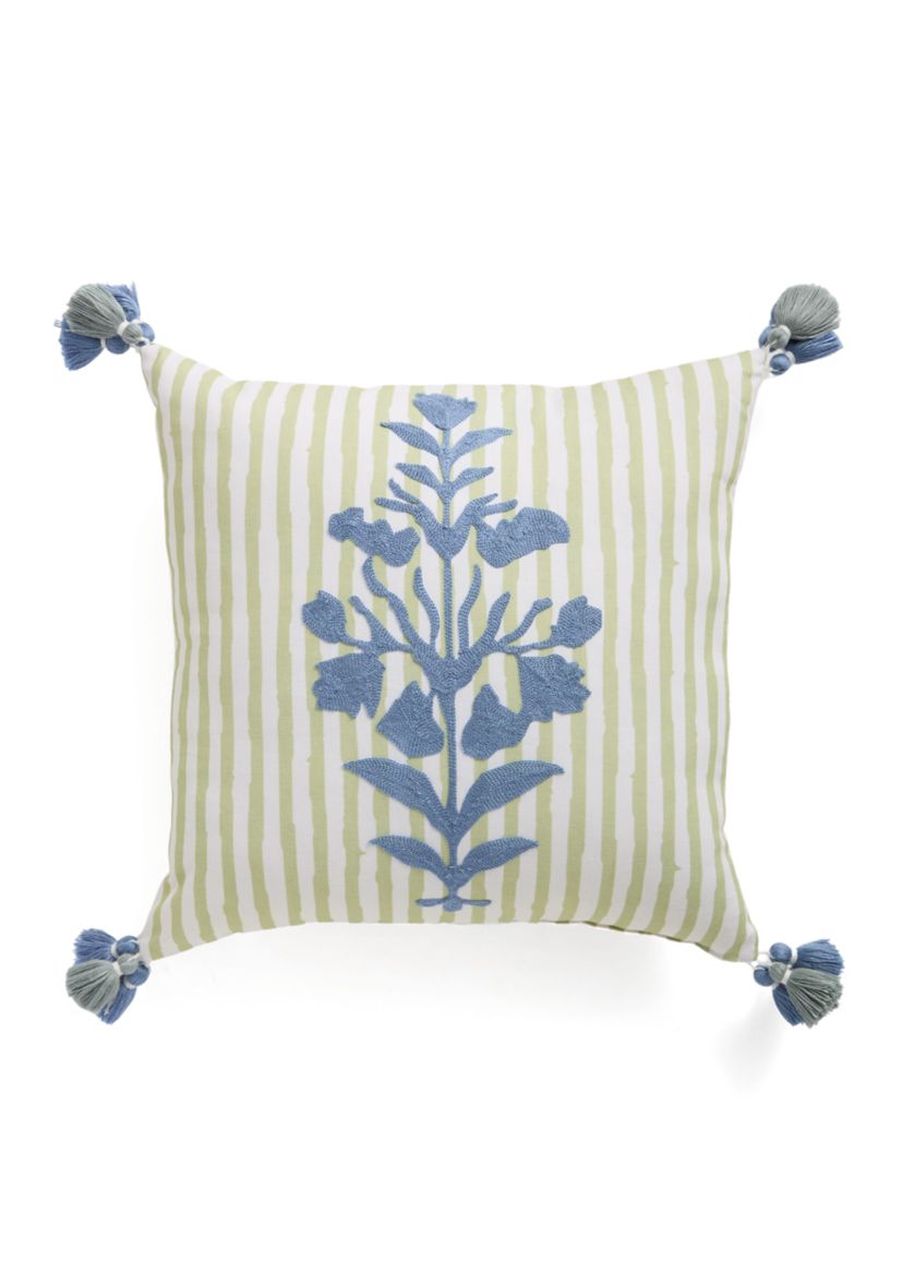 Hamilton Crewel Embroidered Square Decorative Pillow