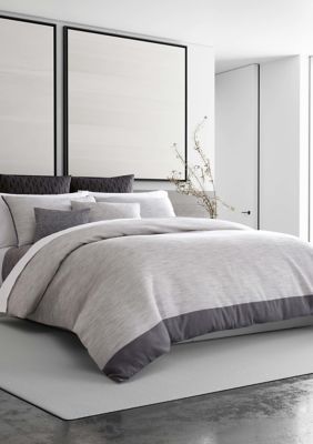 Vera Wang Grisaille Weave Gray Cotton Duvet Cover