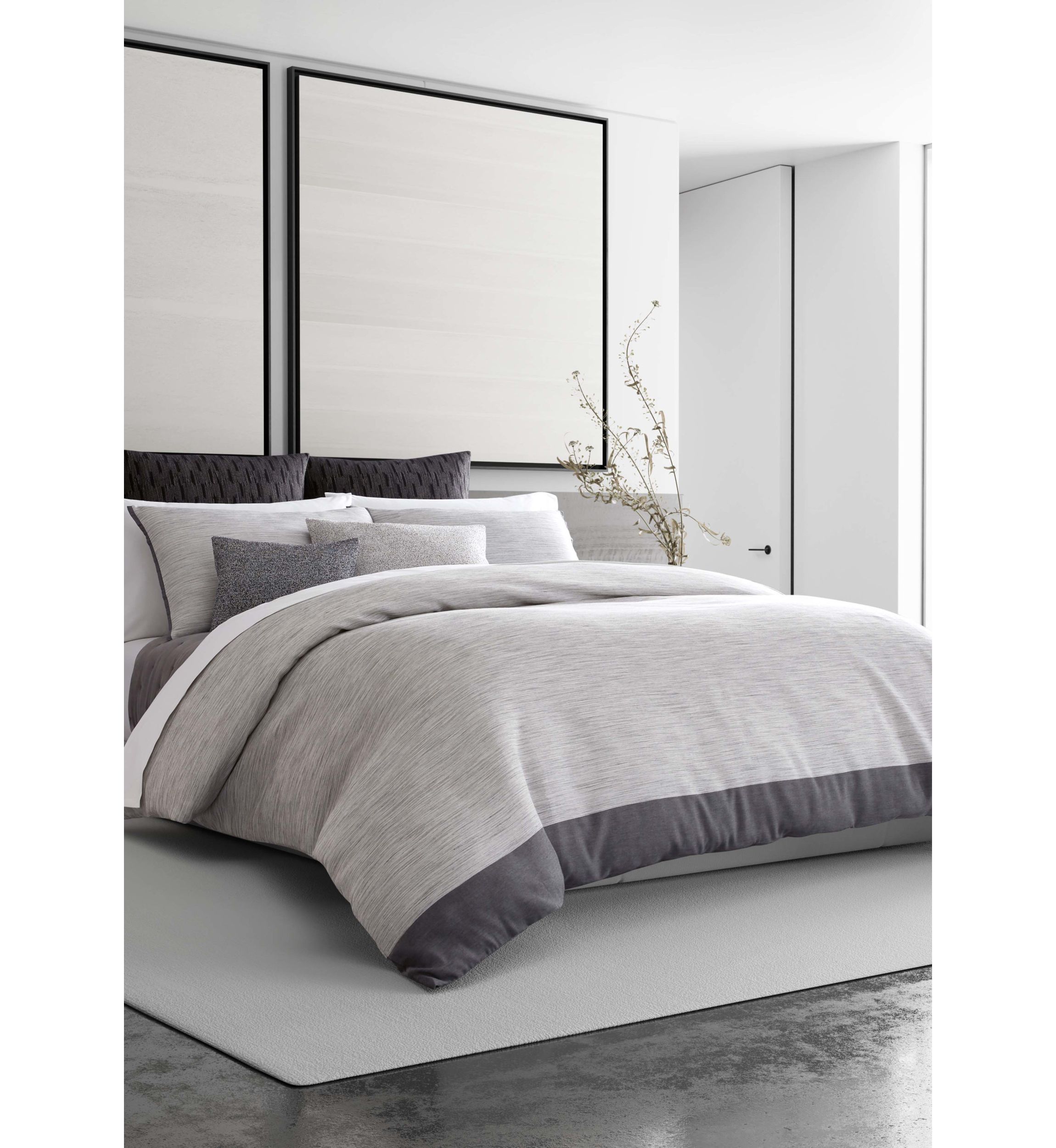 Grisaille Weave Gray Cotton Duvet Cover
