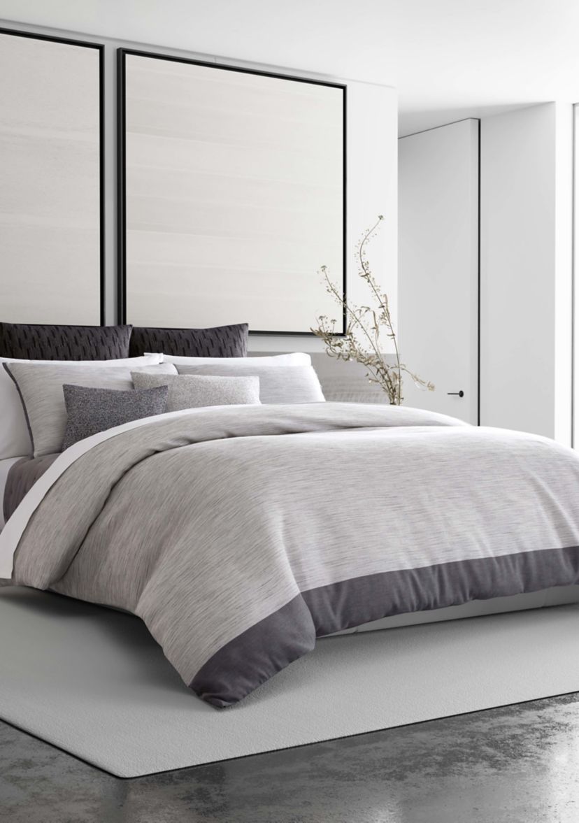 Grisaille Weave Gray Cotton Duvet Cover