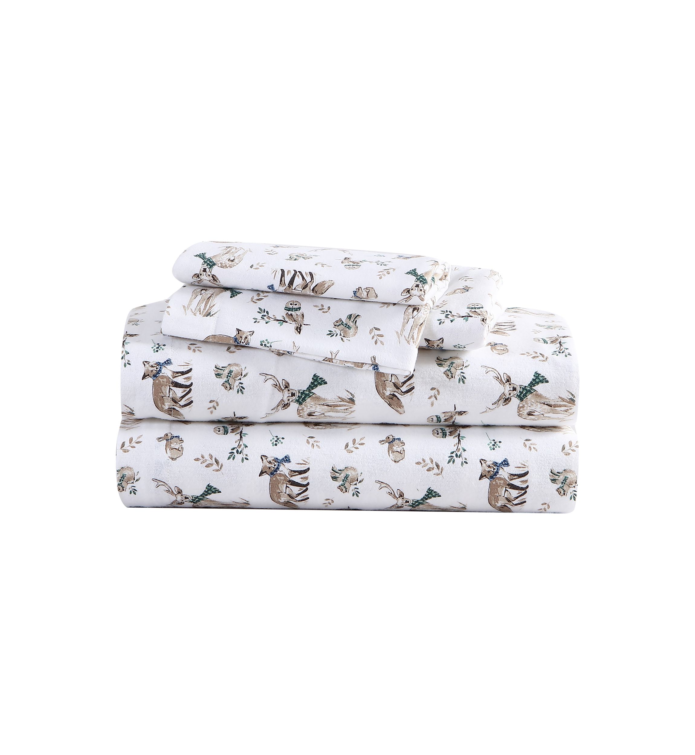 Woodland Friends 4-Piece Cotton Flannel Sheet Set