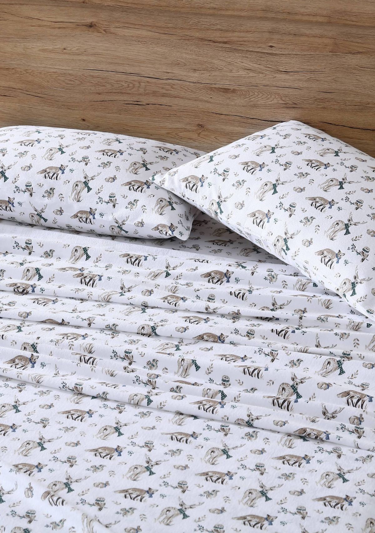 Woodland Friends 4-Piece Cotton Flannel Sheet Set