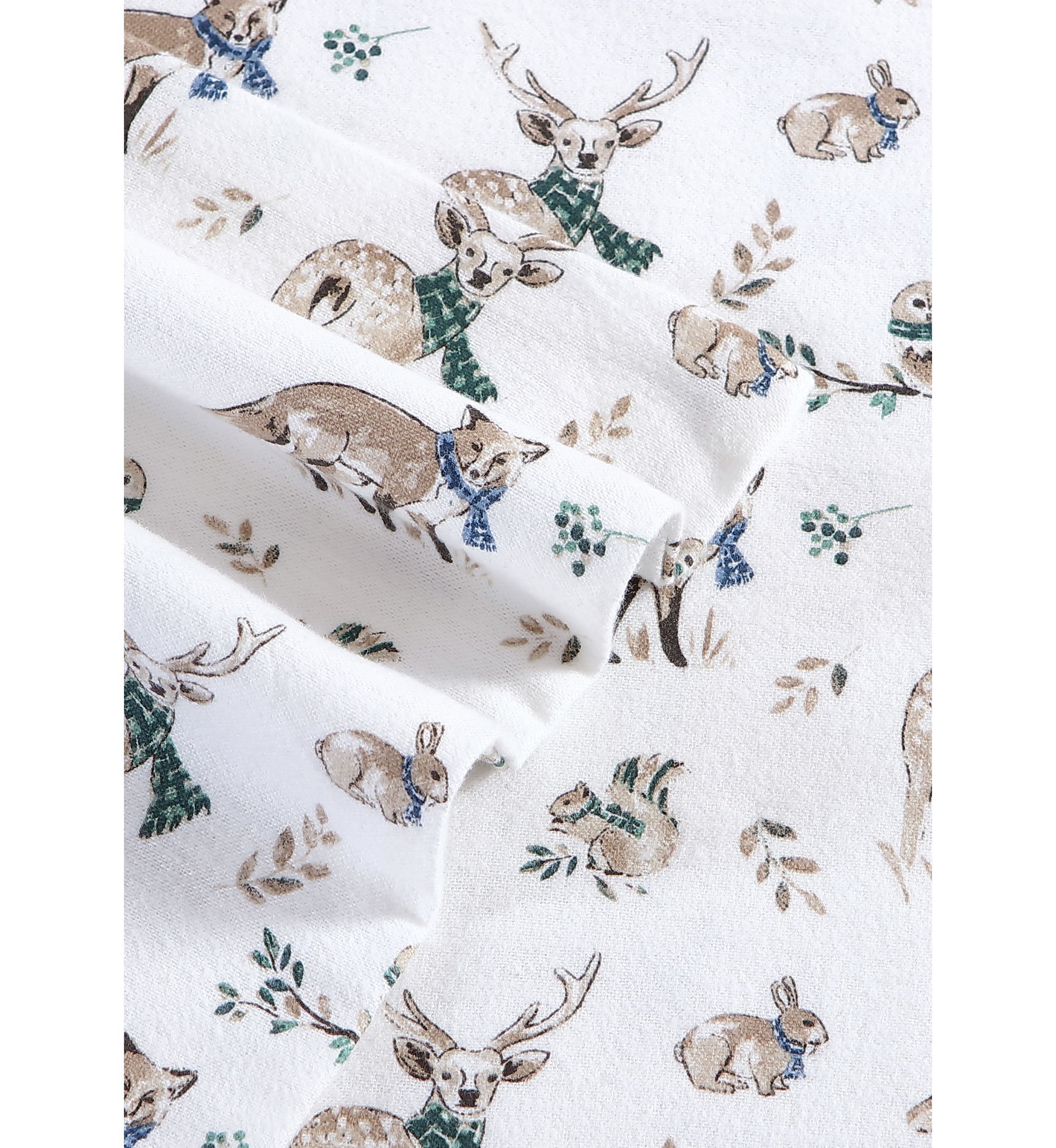 Woodland Friends 4-Piece Cotton Flannel Sheet Set