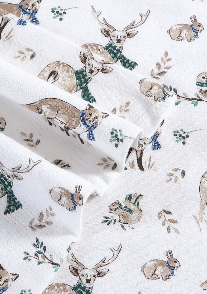 Woodland Friends 4-Piece Cotton Flannel Sheet Set