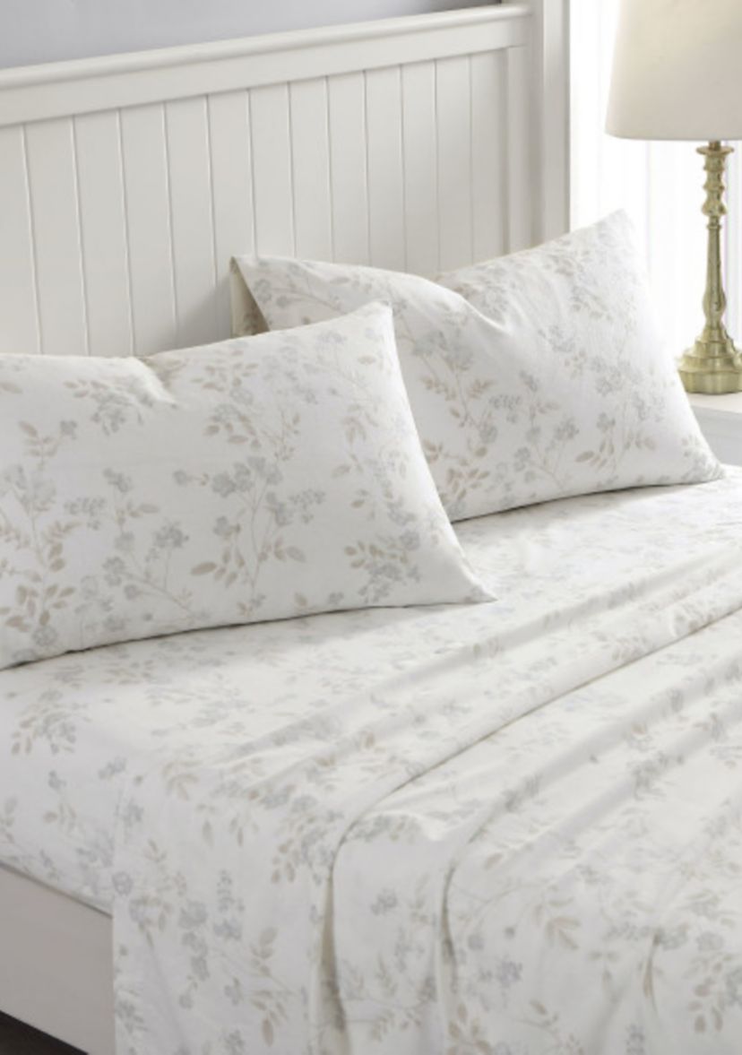 Fawna Flannel 4-Piece Floral Cotton Sheet Set