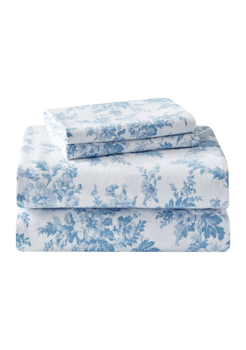 Vanessa Flannel 4-Piece Floral Cotton Sheet Set