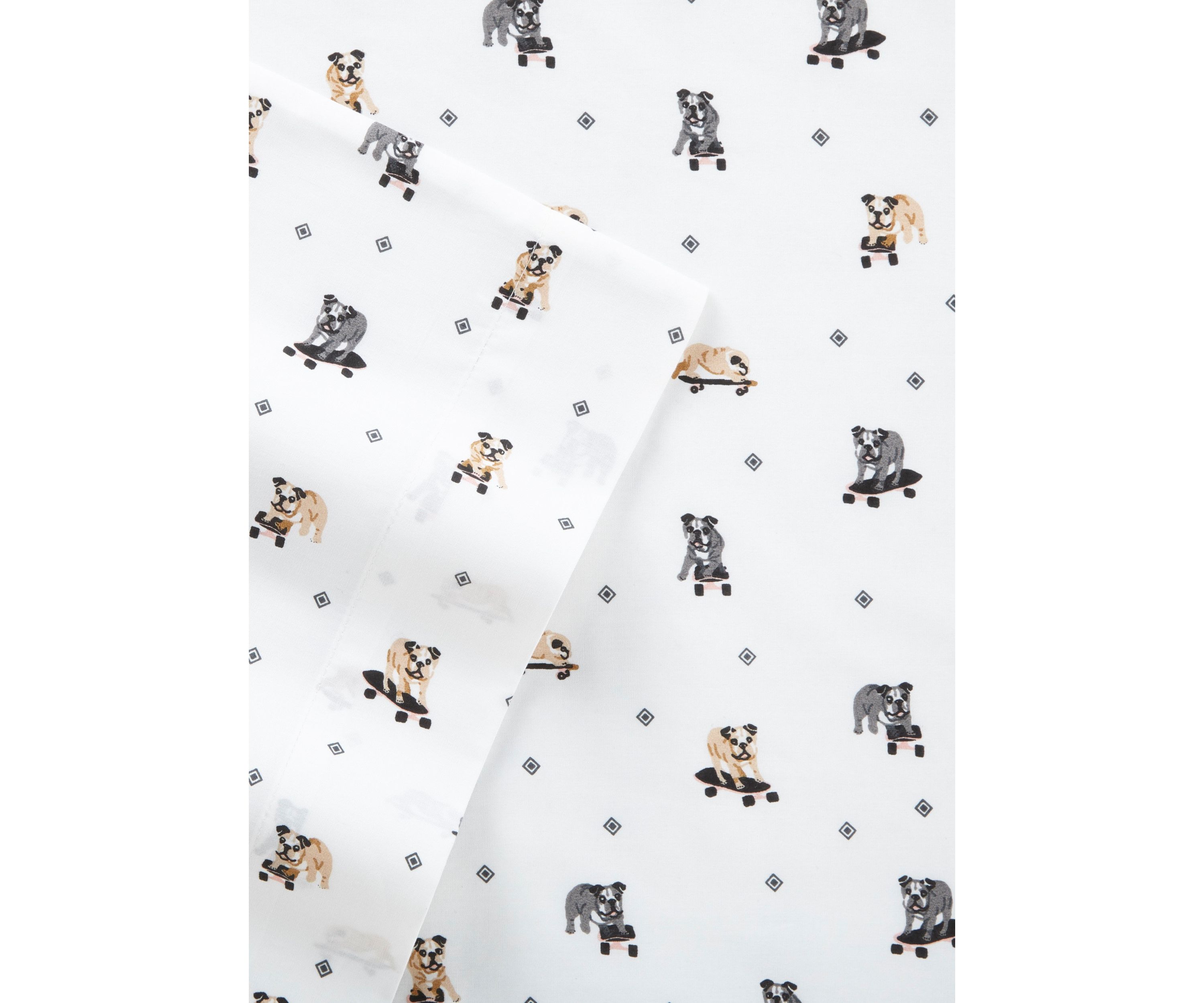 Skateboarding Bulldogs Cotton Sheet Set
