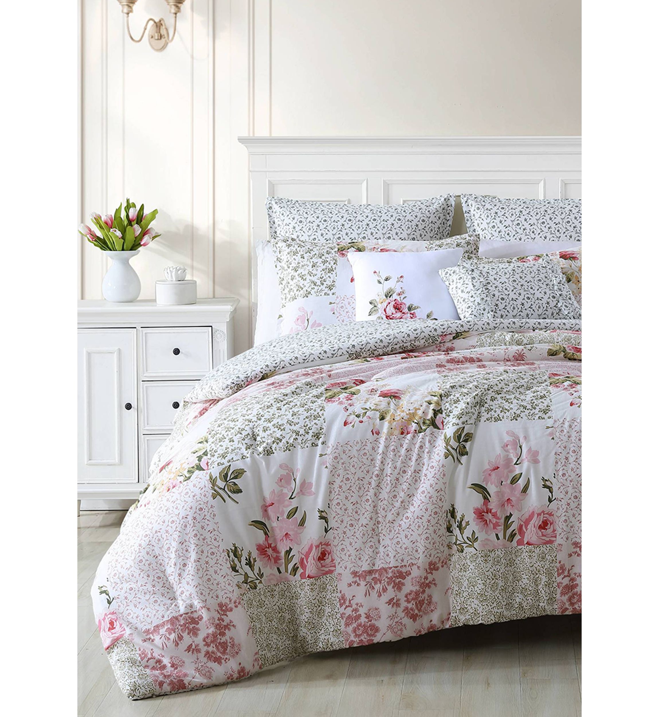 Ailyn 7-Piece Floral Cotton Comforter Bonus Set