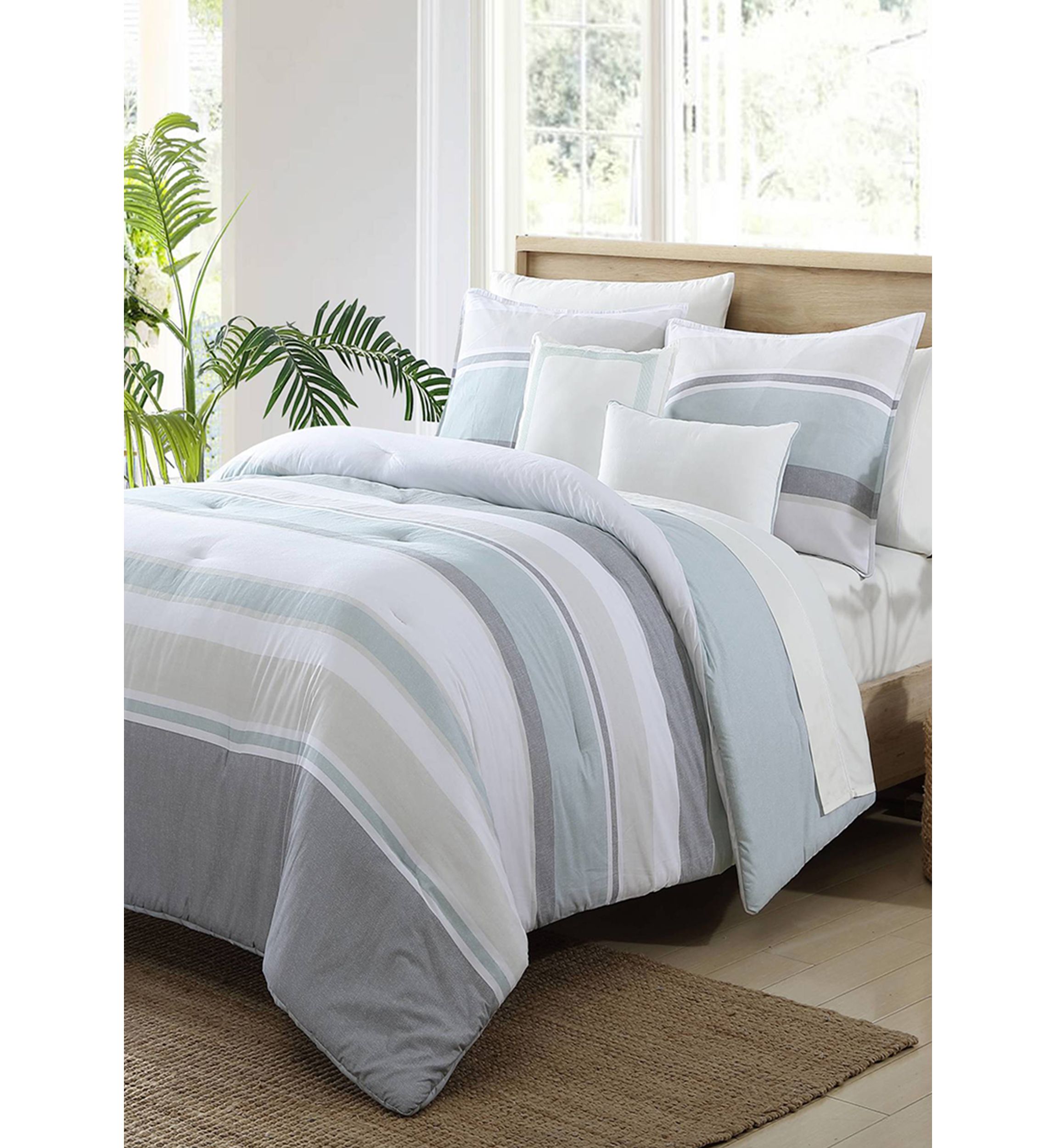 Westport 5-Piece Cotton Striped Comforter Bonus Set