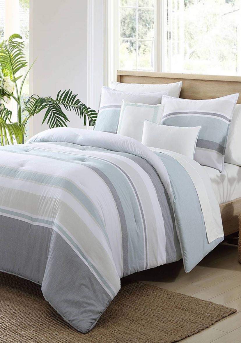 Westport 5-Piece Cotton Striped Comforter Bonus Set