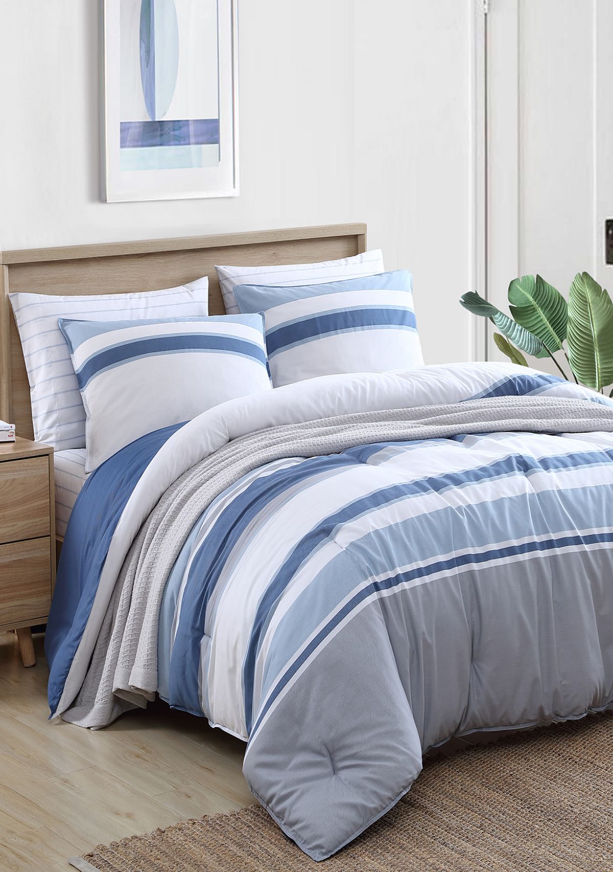 Trimmer 3-Piece Striped Cotton Comforter Set