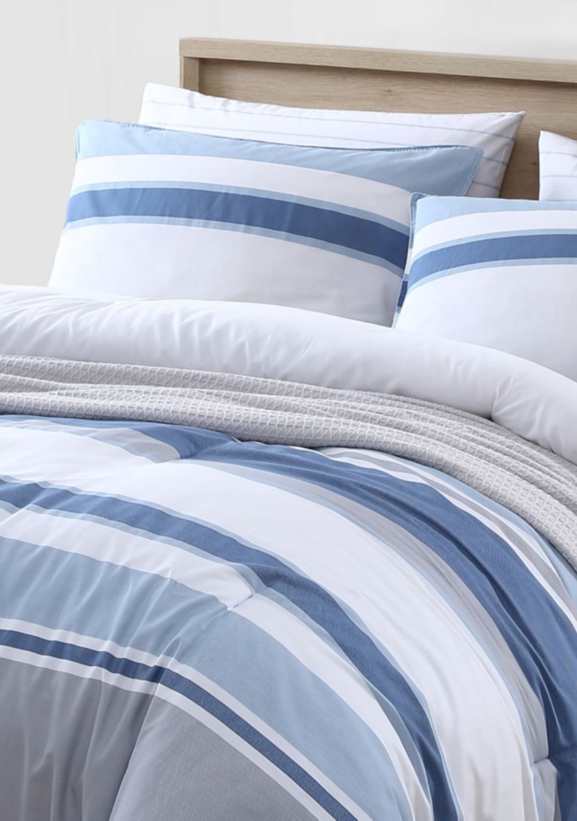 Trimmer 3-Piece Striped Cotton Comforter Set