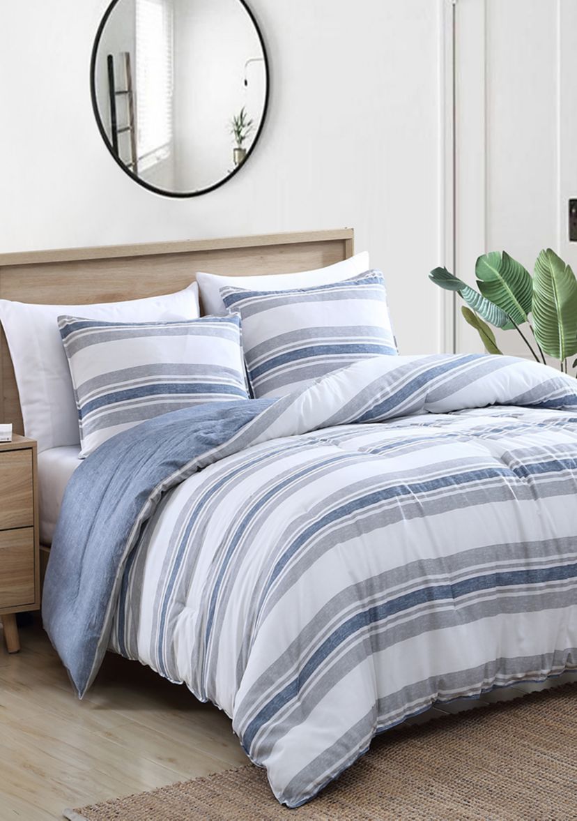Bay Shore 3-Piece Striped Cotton Comforter Set