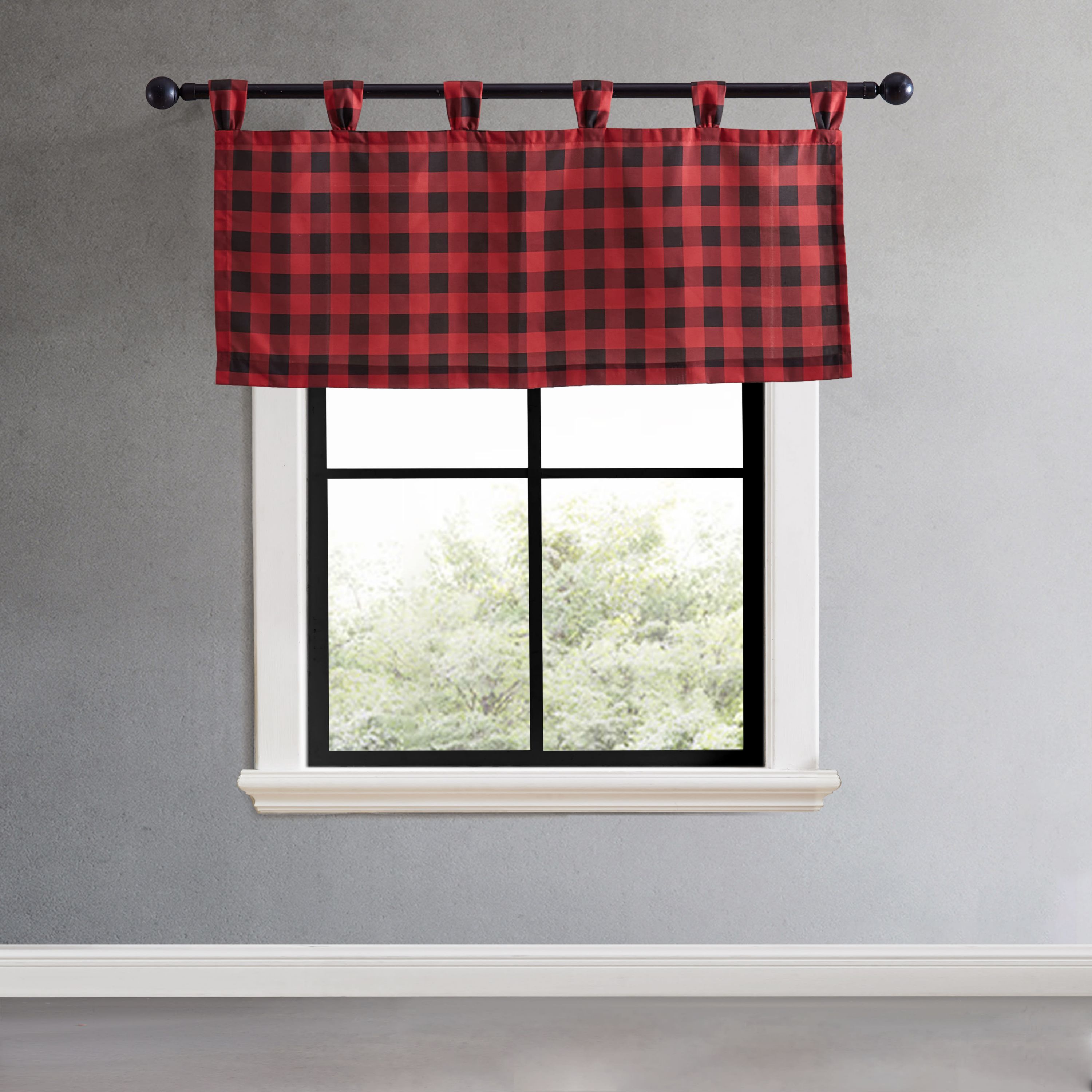 Mountain Plaid Tab Top Valance