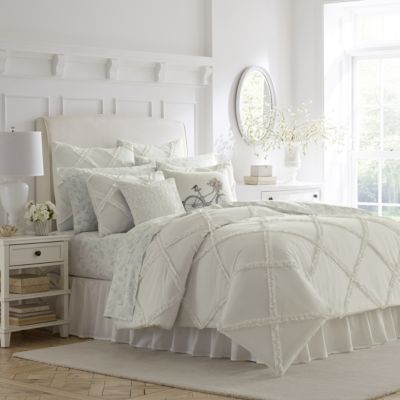 Laura Ashley Adelina 3-Piece Solid Cotton Comforter Set